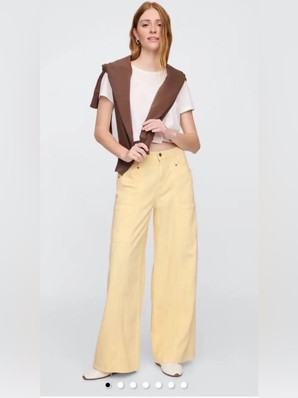 Gap Jeans Ultrasoft Baggy Mid Rise Butter Yellow 25 Petite